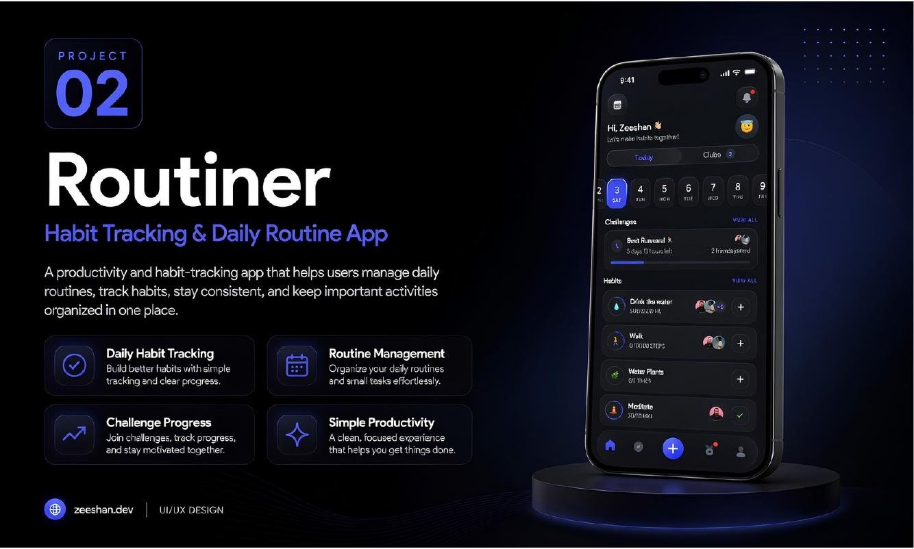 Routiner app — habit tracking and daily productivity mobile app case study