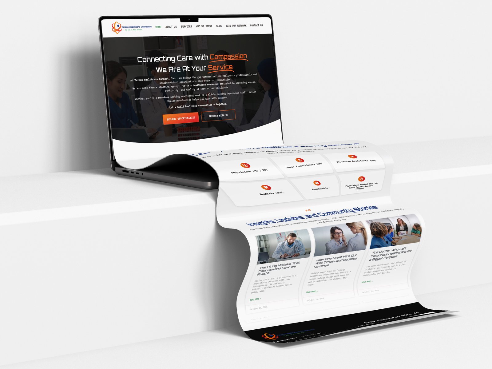 HerNext website — menopause care clinic homepage with warm, calming imagery
