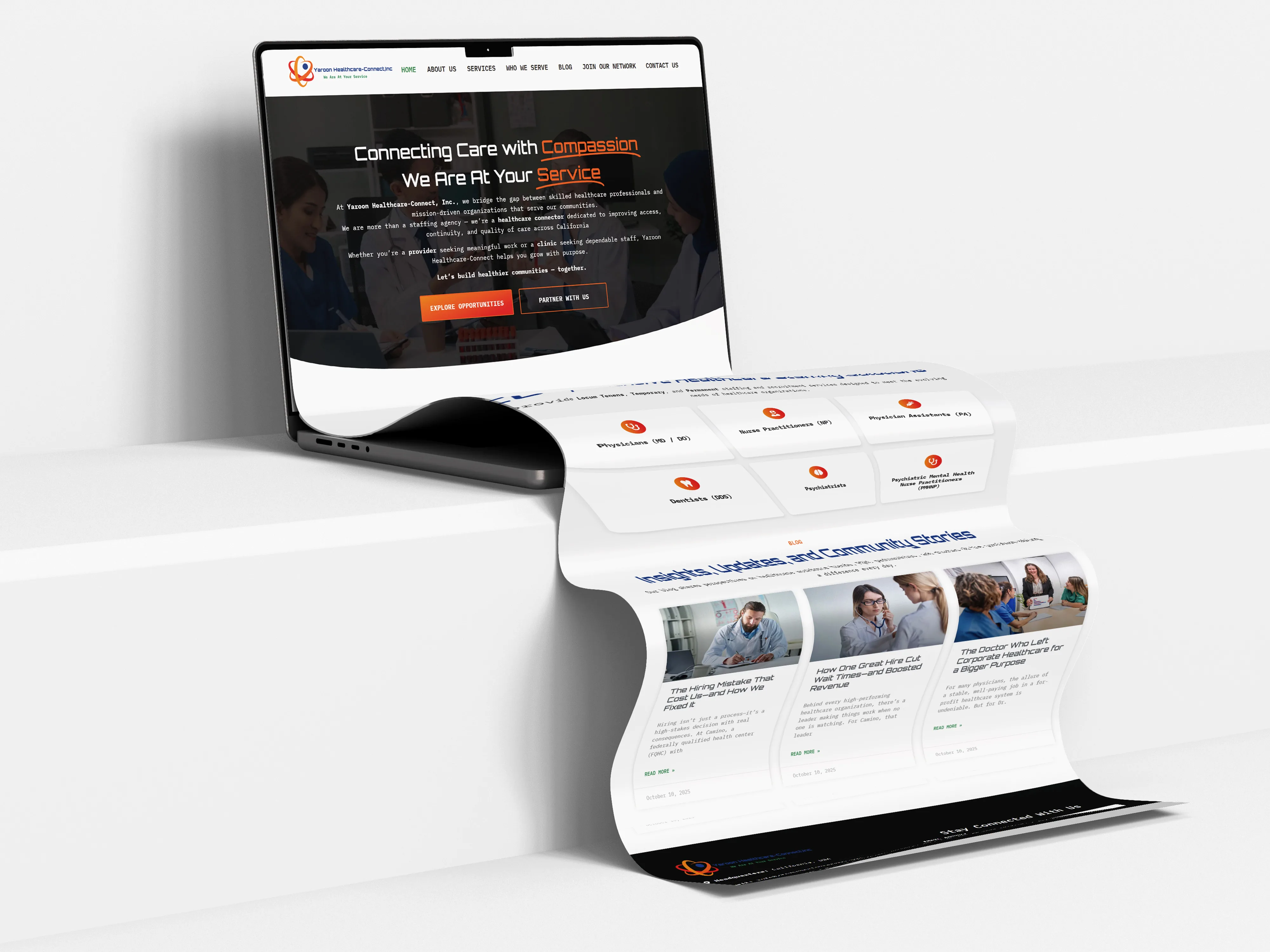 HerNext website — menopause care clinic homepage with warm, calming imagery